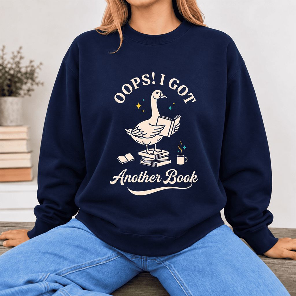 Oops! I Got Another Book Softstyle Sweatshirt | Playful Book Lover Gift Navy