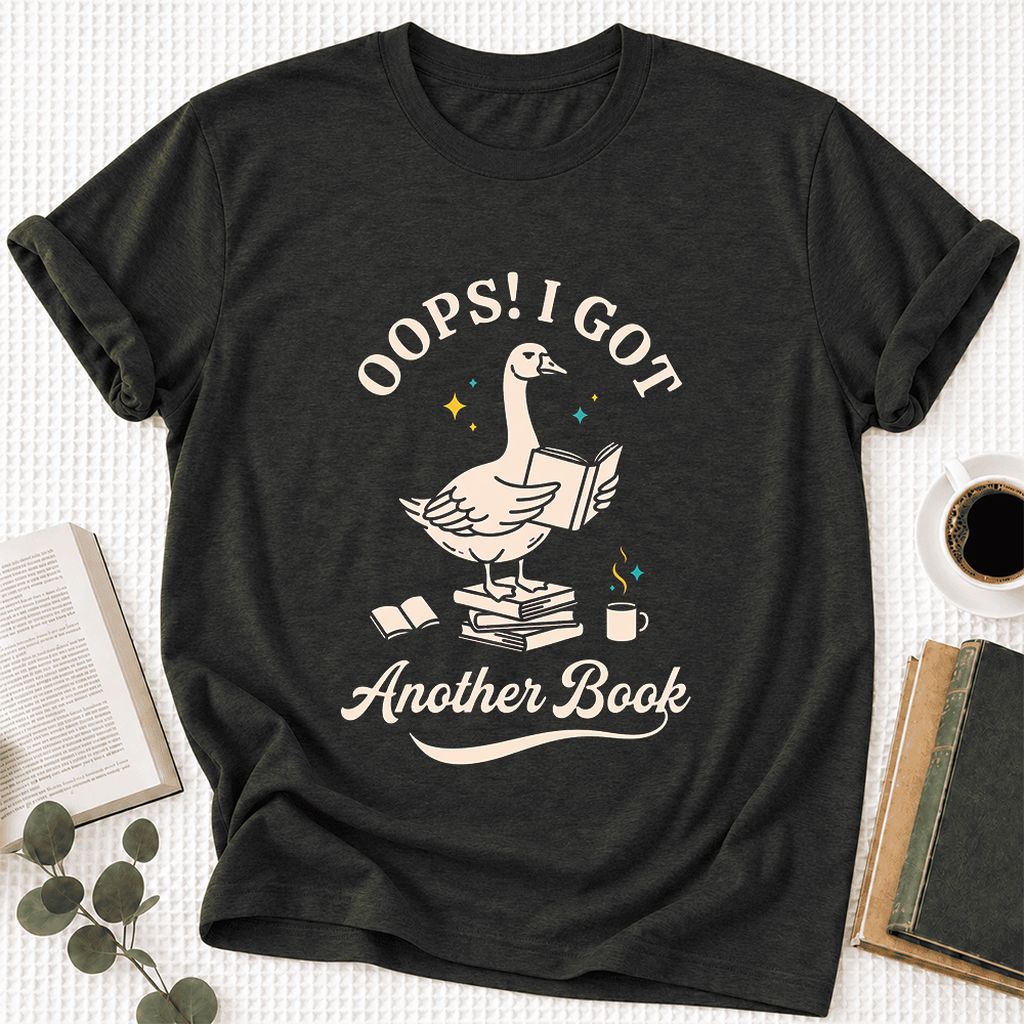 Oops! I Got Another Book Ultra-Soft Cotton T-Shirt | Playful Book Lover Gift Black Heather