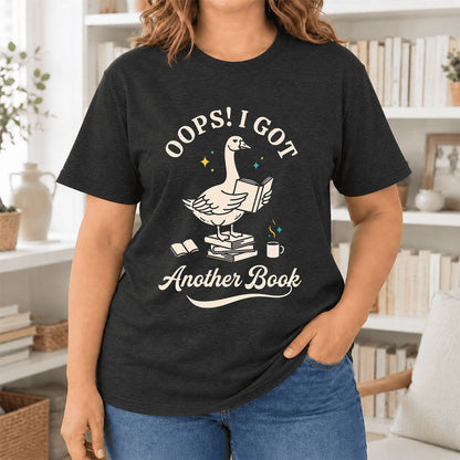 Oops! I Got Another Book Ultra-Soft Cotton T-Shirt | Playful Book Lover Gift Black Heather
