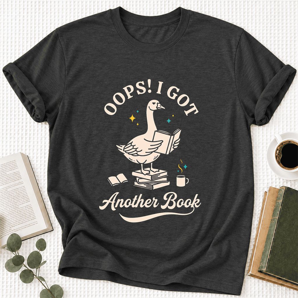 Oops! I Got Another Book Ultra-Soft Cotton T-Shirt | Playful Book Lover Gift Dark Grey Heather