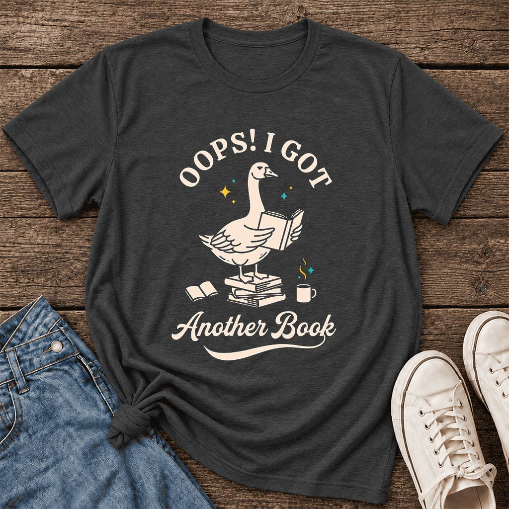 Oops! I Got Another Book Ultra-Soft Cotton T-Shirt | Playful Book Lover Gift Dark Grey Heather