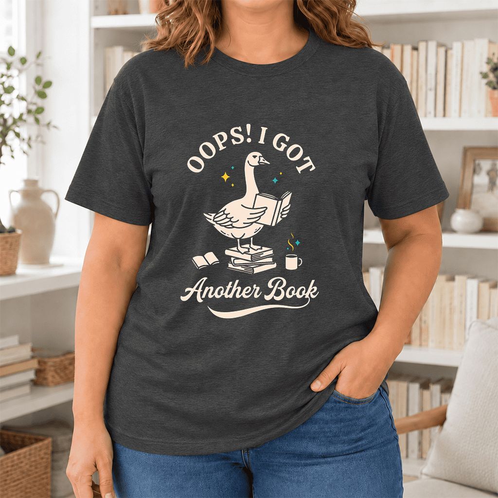 Oops! I Got Another Book Ultra-Soft Cotton T-Shirt | Playful Book Lover Gift Dark Grey Heather