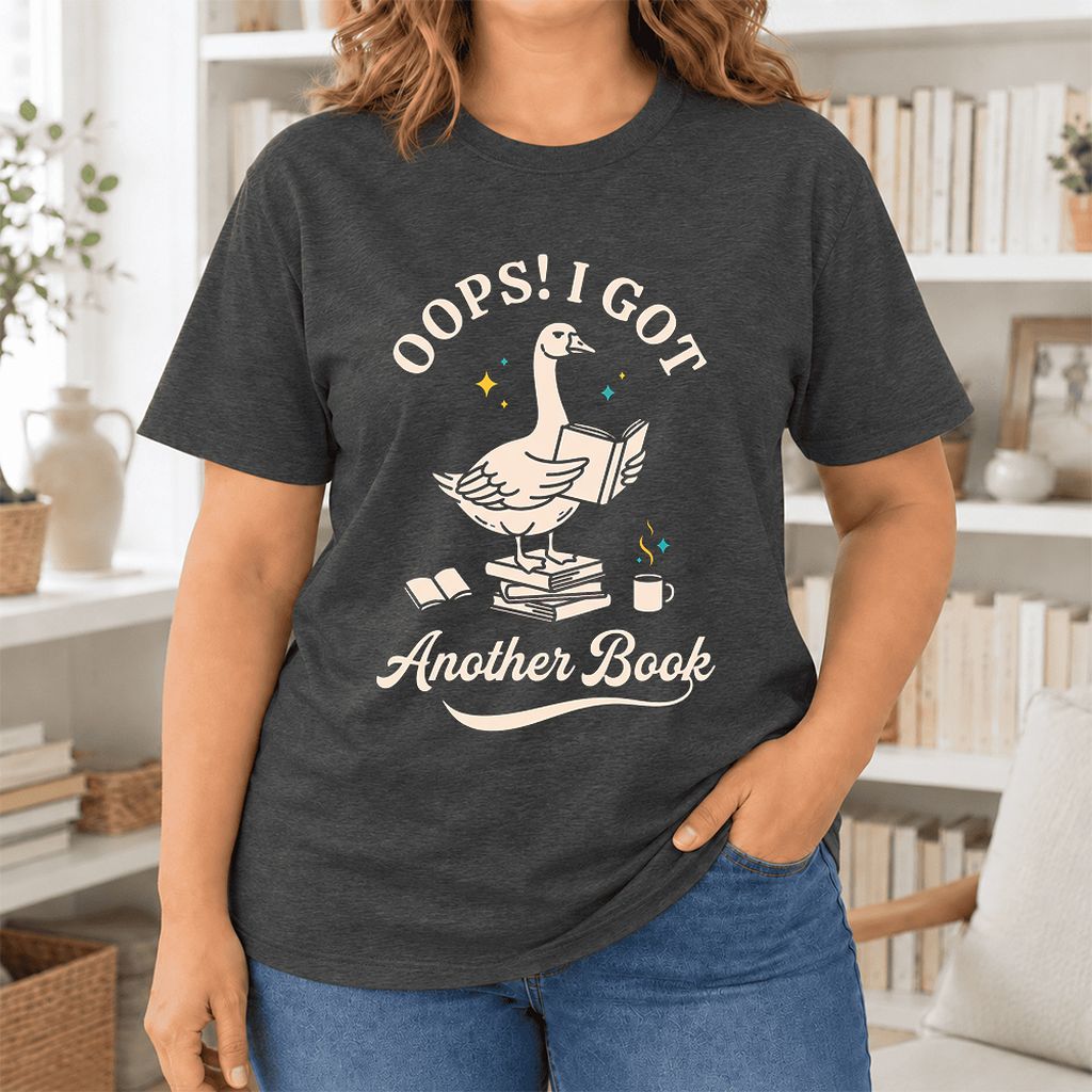 Oops! I Got Another Book Ultra-Soft Cotton T-Shirt | Playful Book Lover Gift Dark Grey Heather