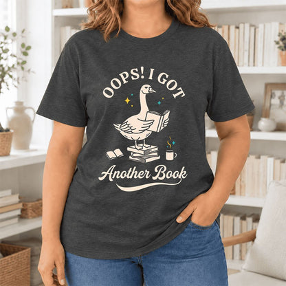Oops! I Got Another Book Ultra-Soft Cotton T-Shirt | Playful Book Lover Gift Dark Grey Heather