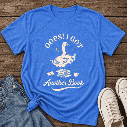 Oops! I Got Another Book Ultra-Soft Cotton T-Shirt | Playful Book Lover Gift Heather True Royal