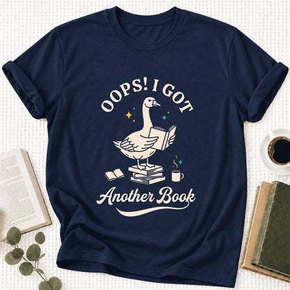 Oops! I Got Another Book Ultra-Soft Cotton T-Shirt | Playful Book Lover Gift Navy