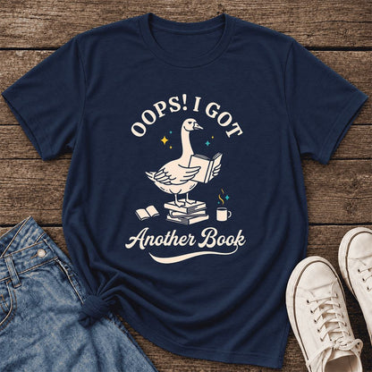 Oops! I Got Another Book Ultra-Soft Cotton T-Shirt | Playful Book Lover Gift Navy