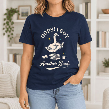 Oops! I Got Another Book Ultra-Soft Cotton T-Shirt | Playful Book Lover Gift Navy