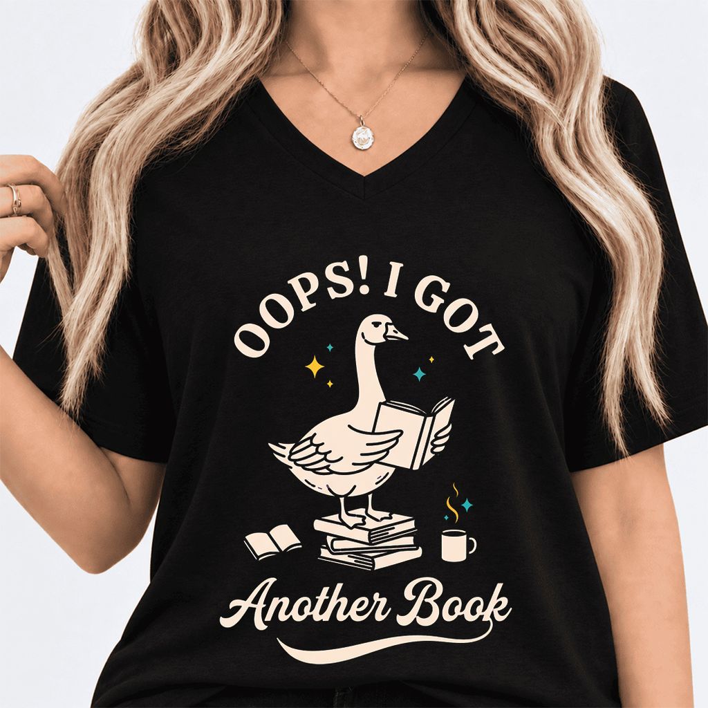 Oops! I Got Another Book Ultra-Soft V-Neck | Playful Book Lover Gift Black