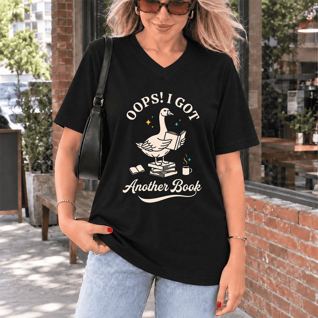 Oops! I Got Another Book Ultra-Soft V-Neck | Playful Book Lover Gift Black