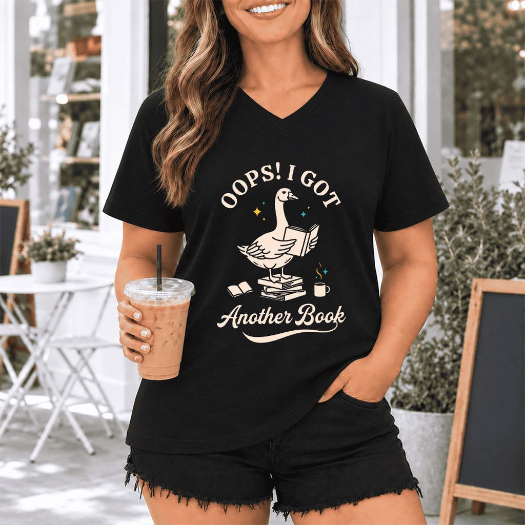 Oops! I Got Another Book Ultra-Soft V-Neck | Playful Book Lover Gift Black