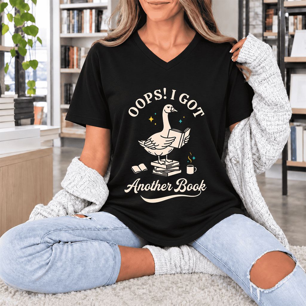 Oops! I Got Another Book Ultra-Soft V-Neck | Playful Book Lover Gift Black