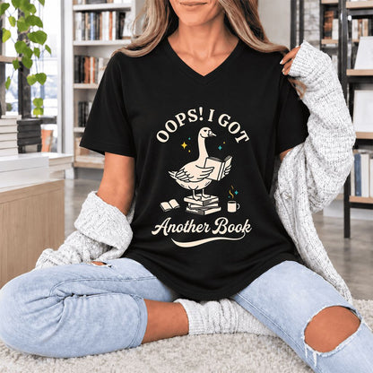 Oops! I Got Another Book Ultra-Soft V-Neck | Playful Book Lover Gift Black