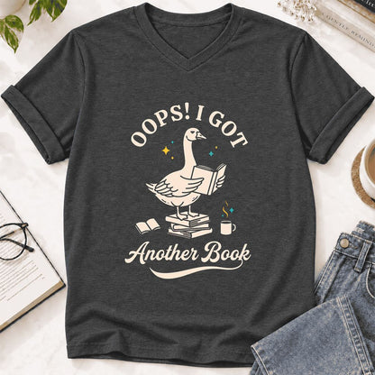 Oops! I Got Another Book Ultra-Soft V-Neck | Playful Book Lover Gift Dark Grey Heather