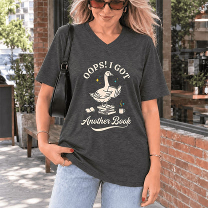 Oops! I Got Another Book Ultra-Soft V-Neck | Playful Book Lover Gift Dark Grey Heather