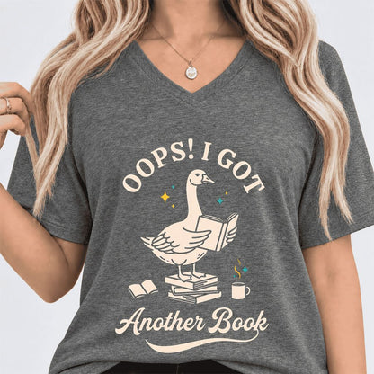 Oops! I Got Another Book Ultra-Soft V-Neck | Playful Book Lover Gift Deep Heather