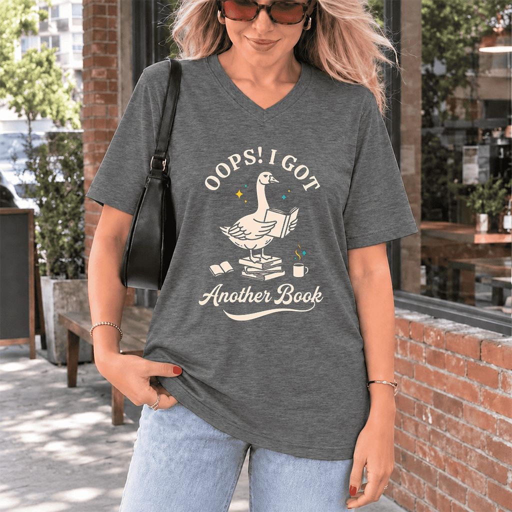 Oops! I Got Another Book Ultra-Soft V-Neck | Playful Book Lover Gift Deep Heather