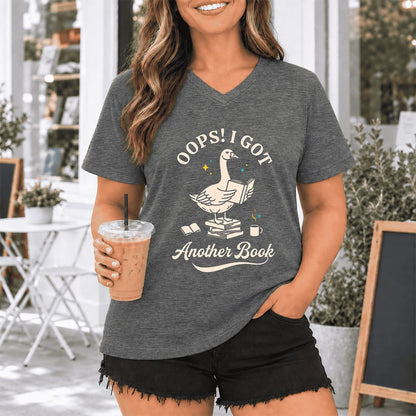 Oops! I Got Another Book Ultra-Soft V-Neck | Playful Book Lover Gift Deep Heather
