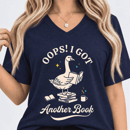 Oops! I Got Another Book Ultra-Soft V-Neck | Playful Book Lover Gift Navy