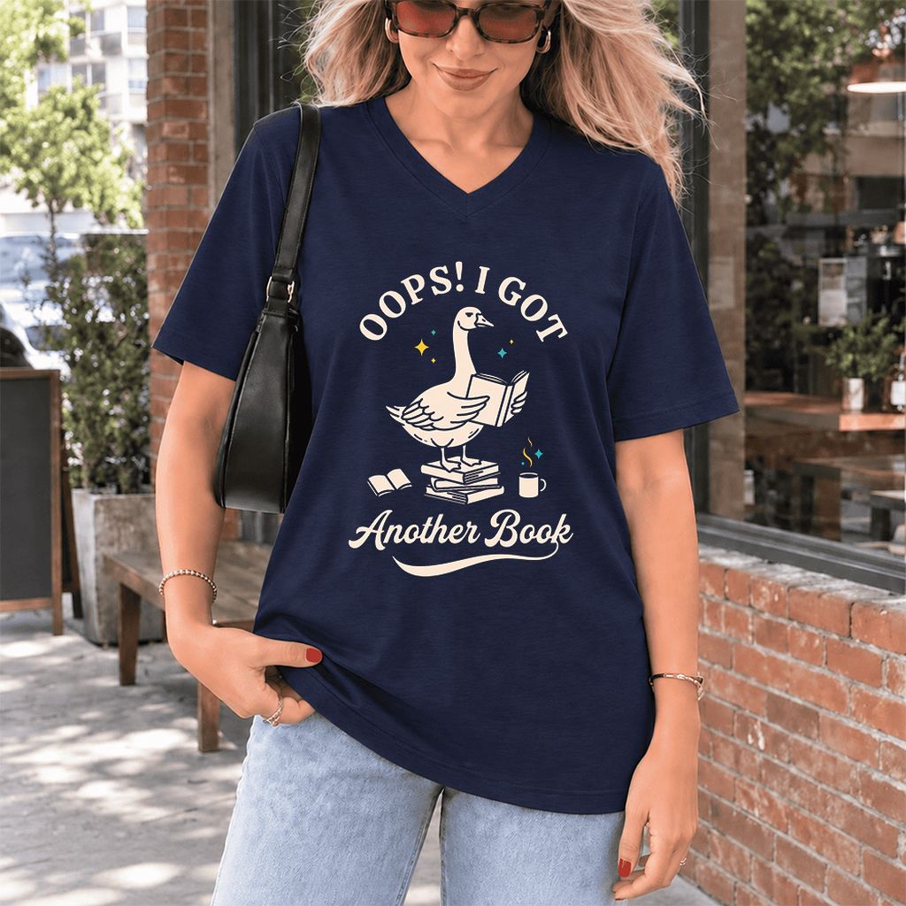 Oops! I Got Another Book Ultra-Soft V-Neck | Playful Book Lover Gift Navy
