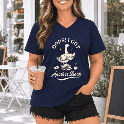 Oops! I Got Another Book Ultra-Soft V-Neck | Playful Book Lover Gift Navy
