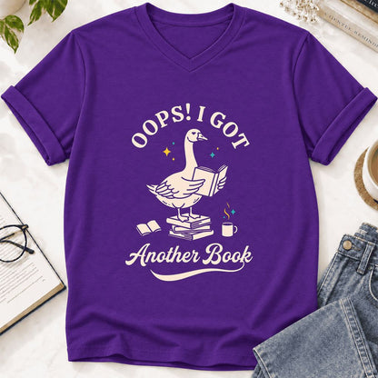 Oops! I Got Another Book Ultra-Soft V-Neck | Playful Book Lover Gift Team Purple