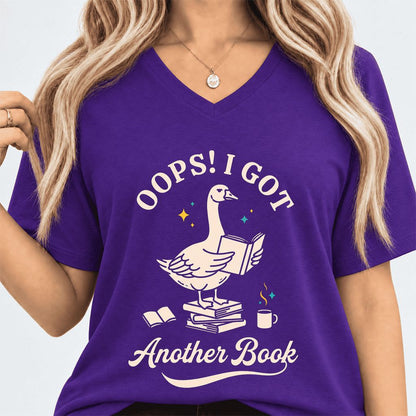 Oops! I Got Another Book Ultra-Soft V-Neck | Playful Book Lover Gift Team Purple