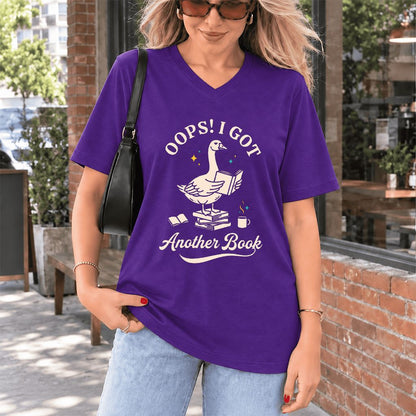 Oops! I Got Another Book Ultra-Soft V-Neck | Playful Book Lover Gift Team Purple