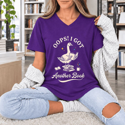 Oops! I Got Another Book Ultra-Soft V-Neck | Playful Book Lover Gift Team Purple