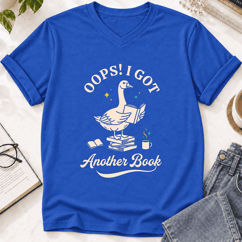 Oops! I Got Another Book Ultra-Soft V-Neck | Playful Book Lover Gift True Royal