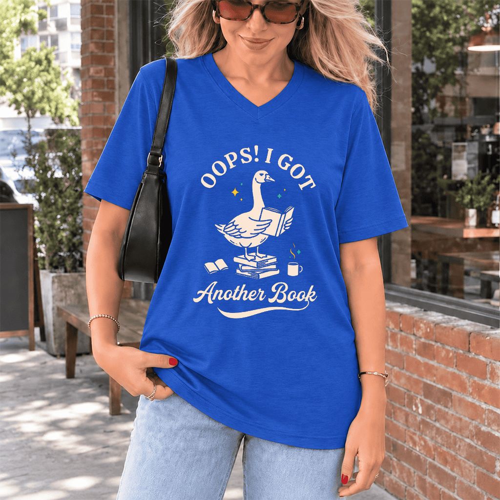 Oops! I Got Another Book Ultra-Soft V-Neck | Playful Book Lover Gift True Royal