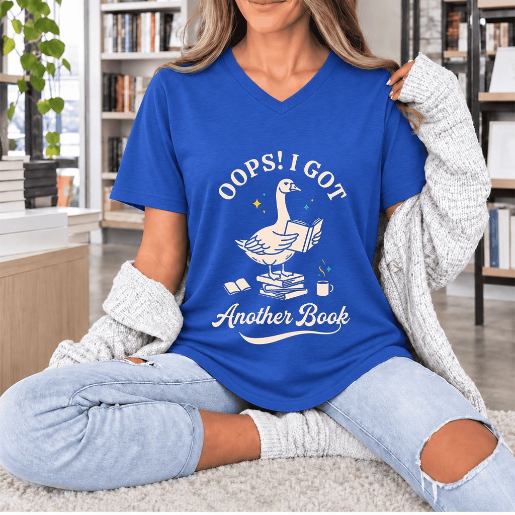 Oops! I Got Another Book Ultra-Soft V-Neck | Playful Book Lover Gift True Royal