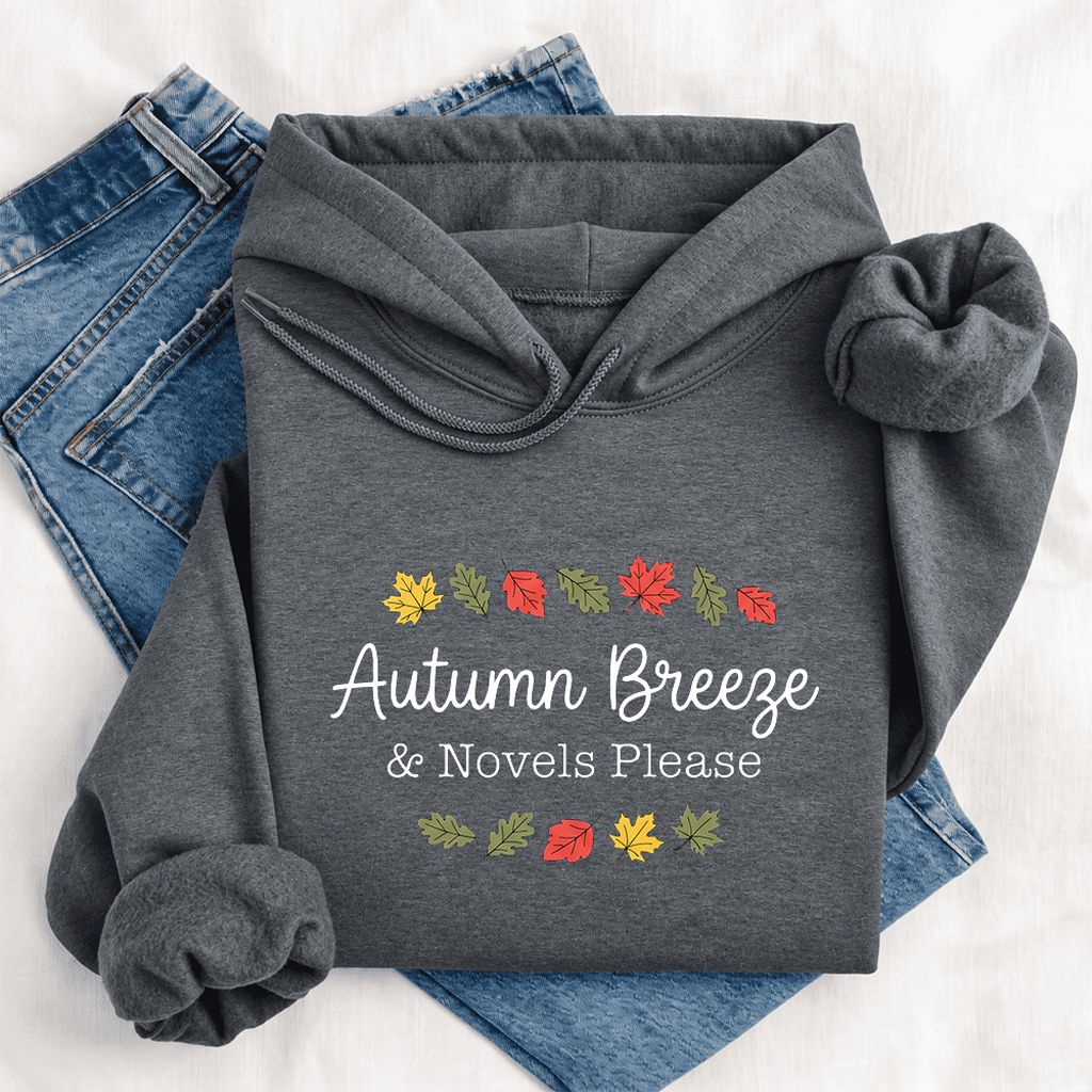 Autumn Breeze & Novels Please Softstyle Hoodie | Cozy Book Lover Gift Dark Heather