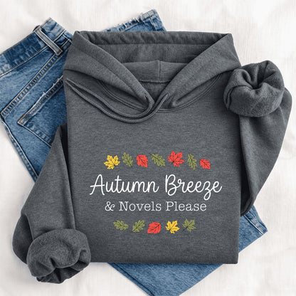 Autumn Breeze & Novels Please Softstyle Hoodie | Cozy Book Lover Gift Dark Heather