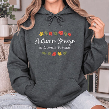 Autumn Breeze & Novels Please Softstyle Hoodie | Cozy Book Lover Gift Dark Heather