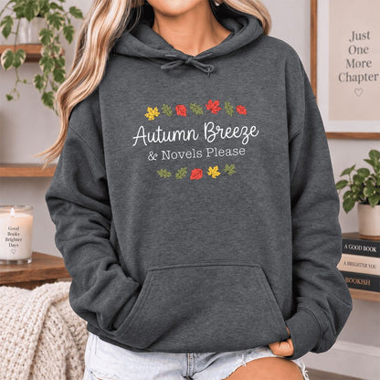 Autumn Breeze & Novels Please Softstyle Hoodie | Cozy Book Lover Gift Dark Heather