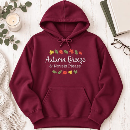 Autumn Breeze & Novels Please Softstyle Hoodie | Cozy Book Lover Gift Maroon