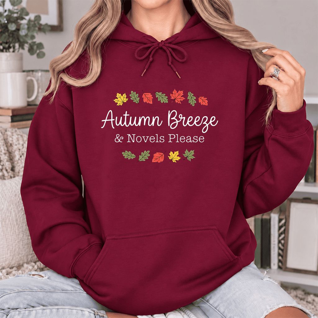 Autumn Breeze & Novels Please Softstyle Hoodie | Cozy Book Lover Gift Maroon