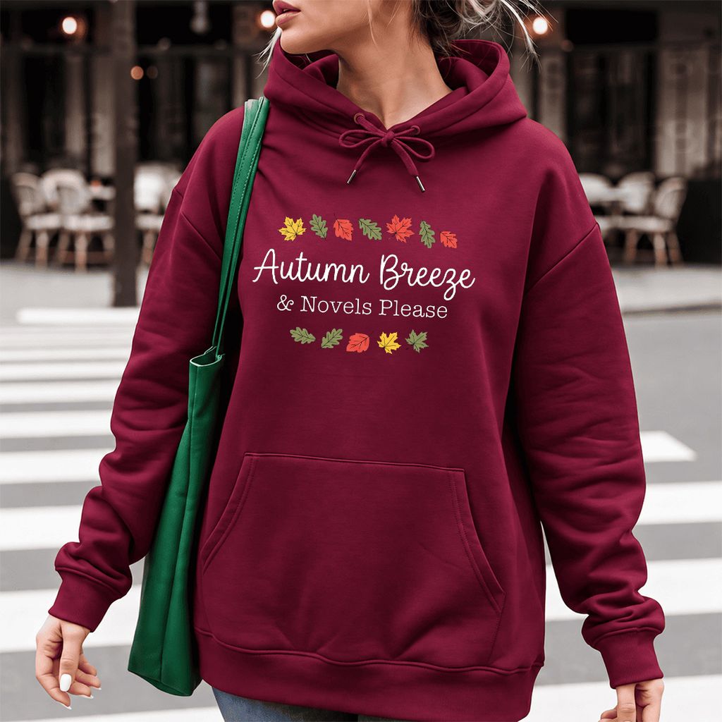 Autumn Breeze & Novels Please Softstyle Hoodie | Cozy Book Lover Gift Maroon