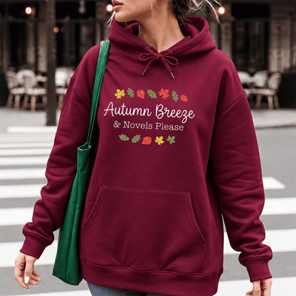 Autumn Breeze & Novels Please Softstyle Hoodie | Cozy Book Lover Gift Maroon