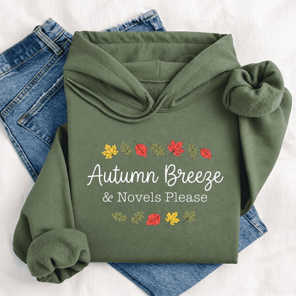 Autumn Breeze & Novels Please Softstyle Hoodie | Cozy Book Lover Gift Military Green