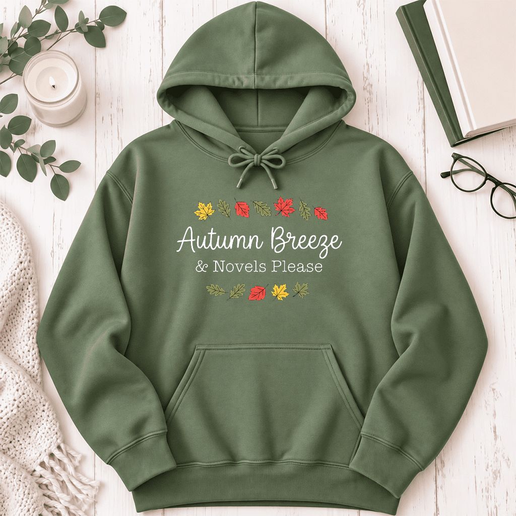 Autumn Breeze & Novels Please Softstyle Hoodie | Cozy Book Lover Gift Military Green