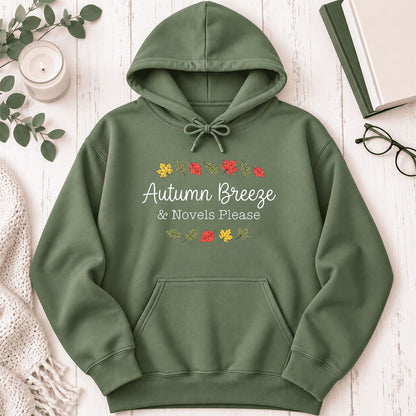 Autumn Breeze & Novels Please Softstyle Hoodie | Cozy Book Lover Gift Military Green