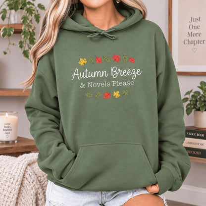 Autumn Breeze & Novels Please Softstyle Hoodie | Cozy Book Lover Gift Military Green