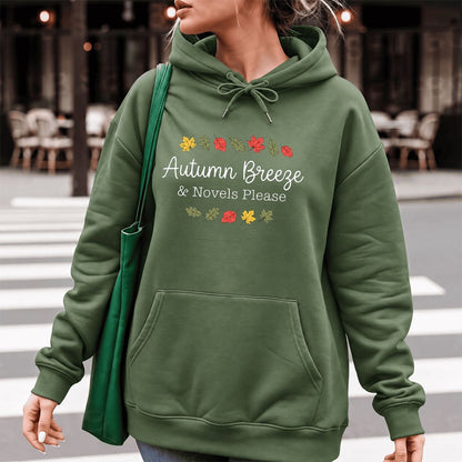 Autumn Breeze & Novels Please Softstyle Hoodie | Cozy Book Lover Gift Military Green