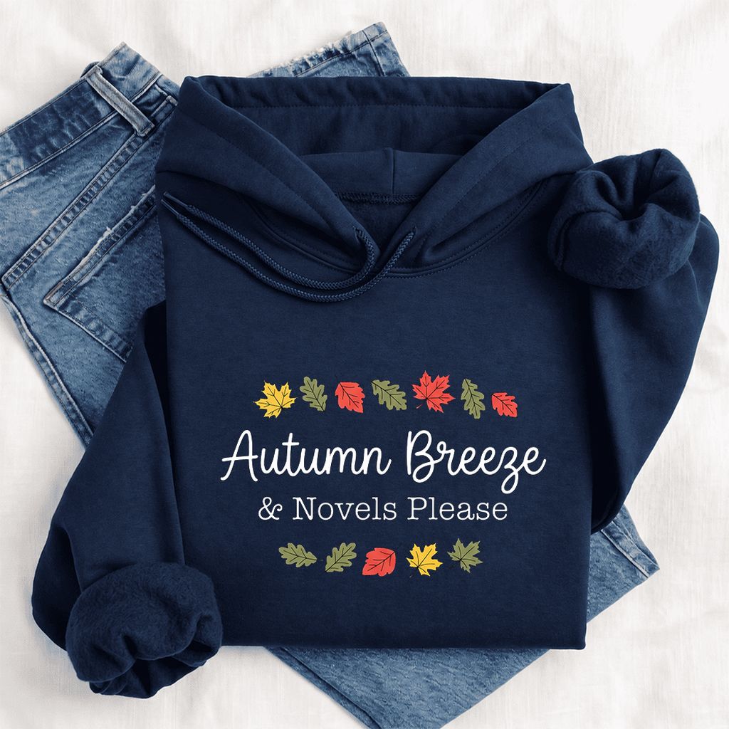 Autumn Breeze & Novels Please Softstyle Hoodie | Cozy Book Lover Gift Navy