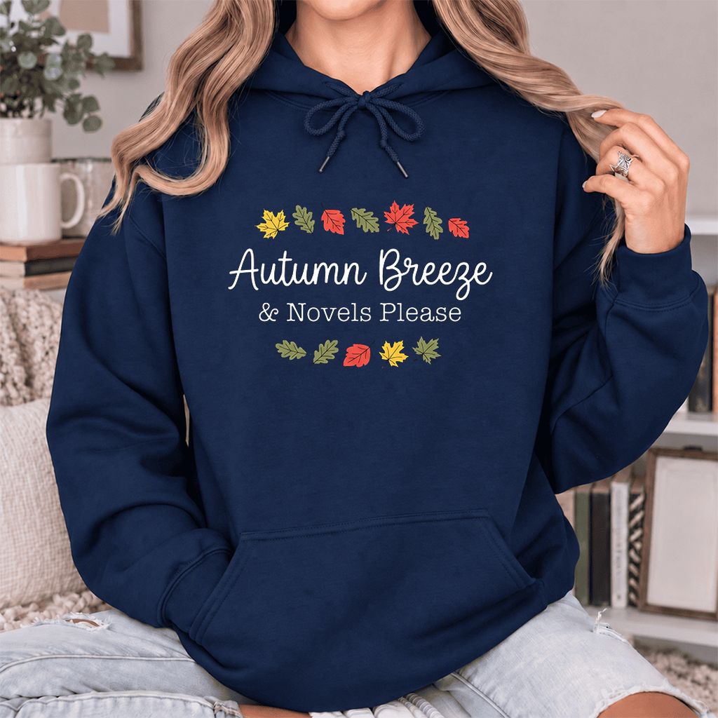 Autumn Breeze & Novels Please Softstyle Hoodie | Cozy Book Lover Gift Navy