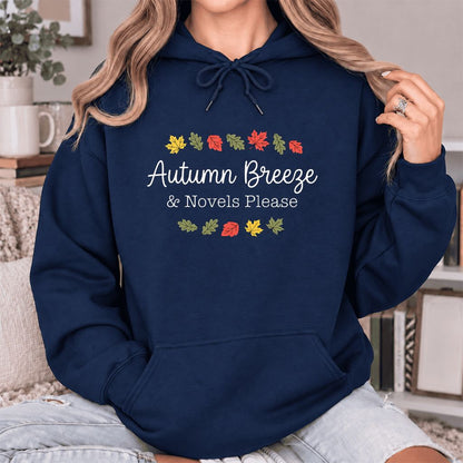 Autumn Breeze & Novels Please Softstyle Hoodie | Cozy Book Lover Gift Navy