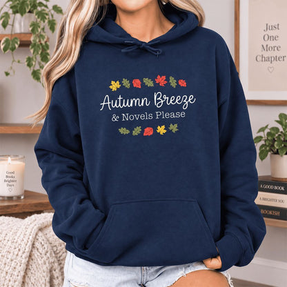 Autumn Breeze & Novels Please Softstyle Hoodie | Cozy Book Lover Gift Navy