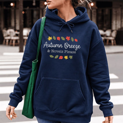 Autumn Breeze & Novels Please Softstyle Hoodie | Cozy Book Lover Gift Navy